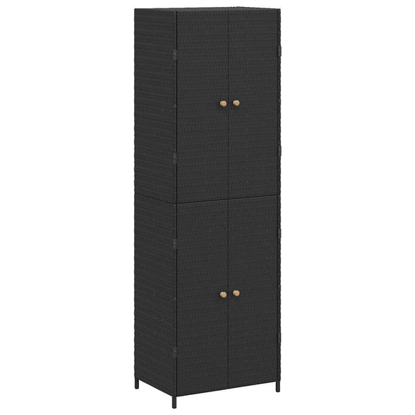Gartenschrank Schwarz Poly Rattan 59x40x180cm
