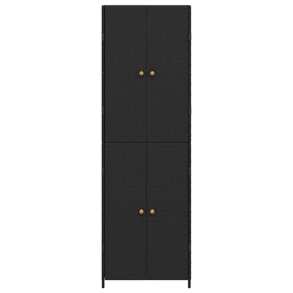 Gartenschrank Schwarz Poly Rattan 59x40x180cm