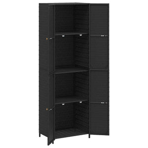 Gartenschrank Schwarz Poly Rattan 59x40x180cm