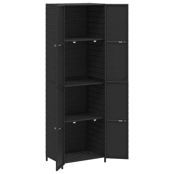 Gartenschrank Schwarz Poly Rattan 59x40x180cm