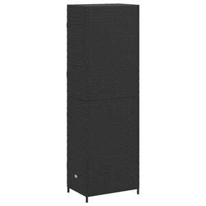 Gartenschrank Schwarz Poly Rattan 59x40x180cm