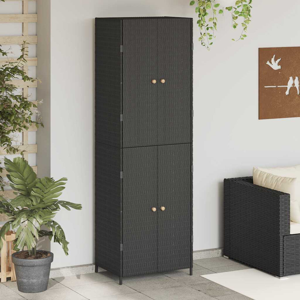 Gartenschrank Schwarz Poly Rattan 59x40x180cm