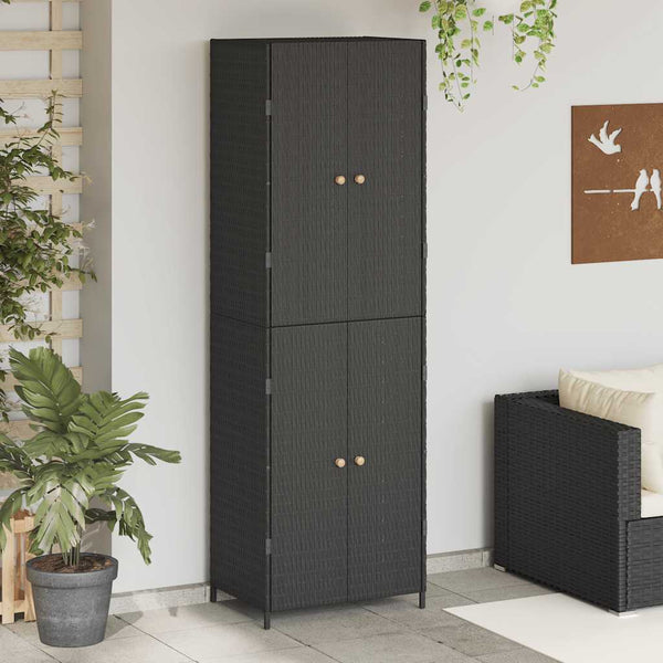 Gartenschrank Schwarz Poly Rattan 59x40x180cm