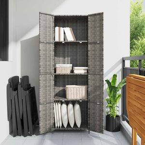 Gartenschrank Grau Poly Rattan 59x40x180cm