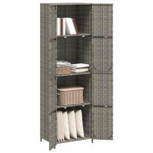 Gartenschrank Grau Poly Rattan 59x40x180cm