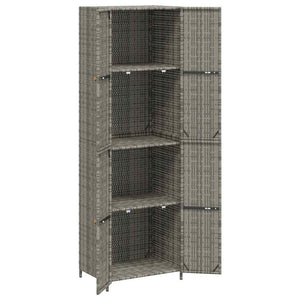Gartenschrank Grau Poly Rattan 59x40x180cm