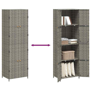 Gartenschrank Grau Poly Rattan 59x40x180cm