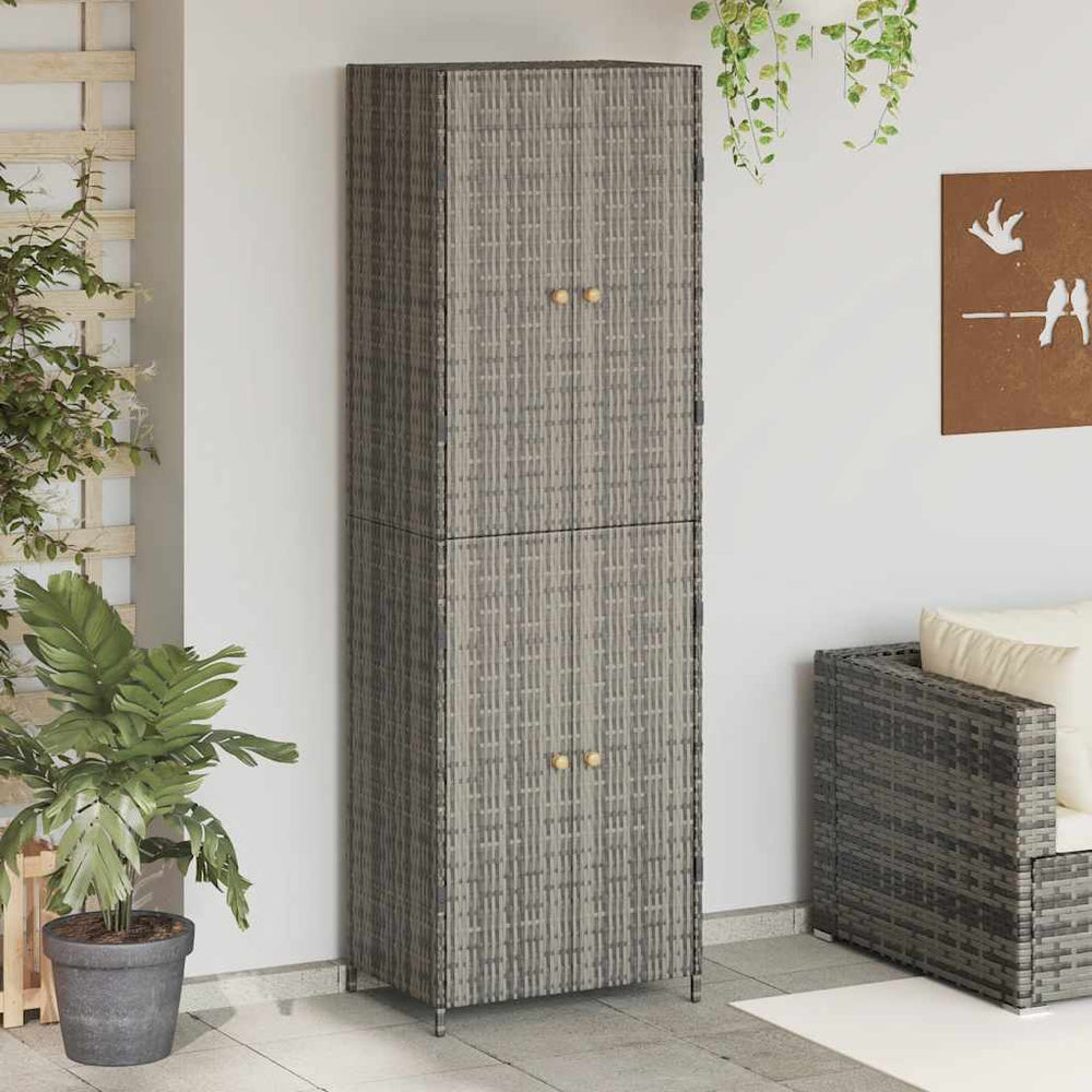 Gartenschrank Grau Poly Rattan 59x40x180cm