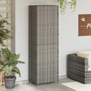 Gartenschrank Grau Poly Rattan 59x40x180cm