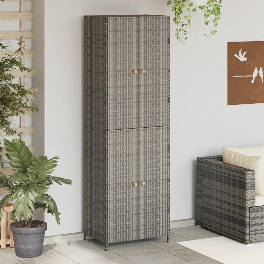 Gartenschrank Grau Poly Rattan 59x40x180cm