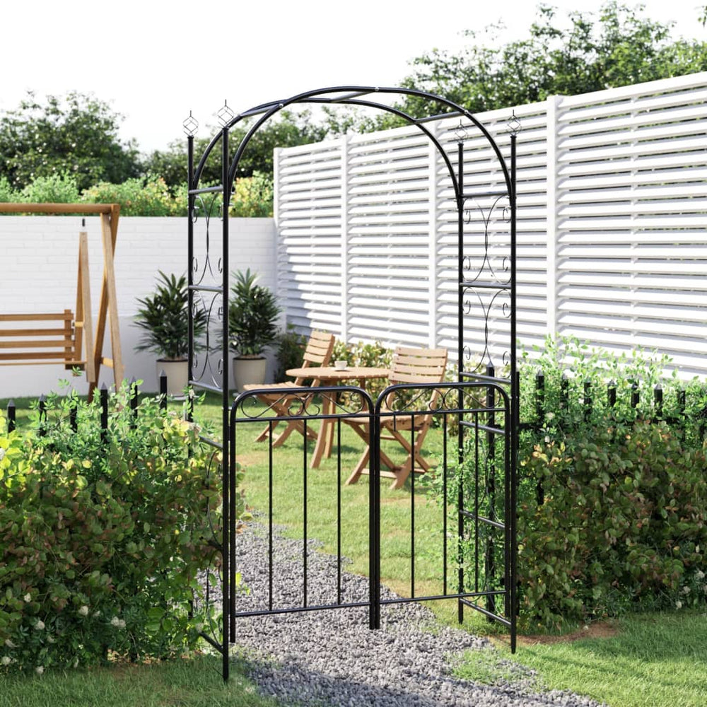 vidaXL Arche de jardin avec portillon noir 108x45x235 cm acier