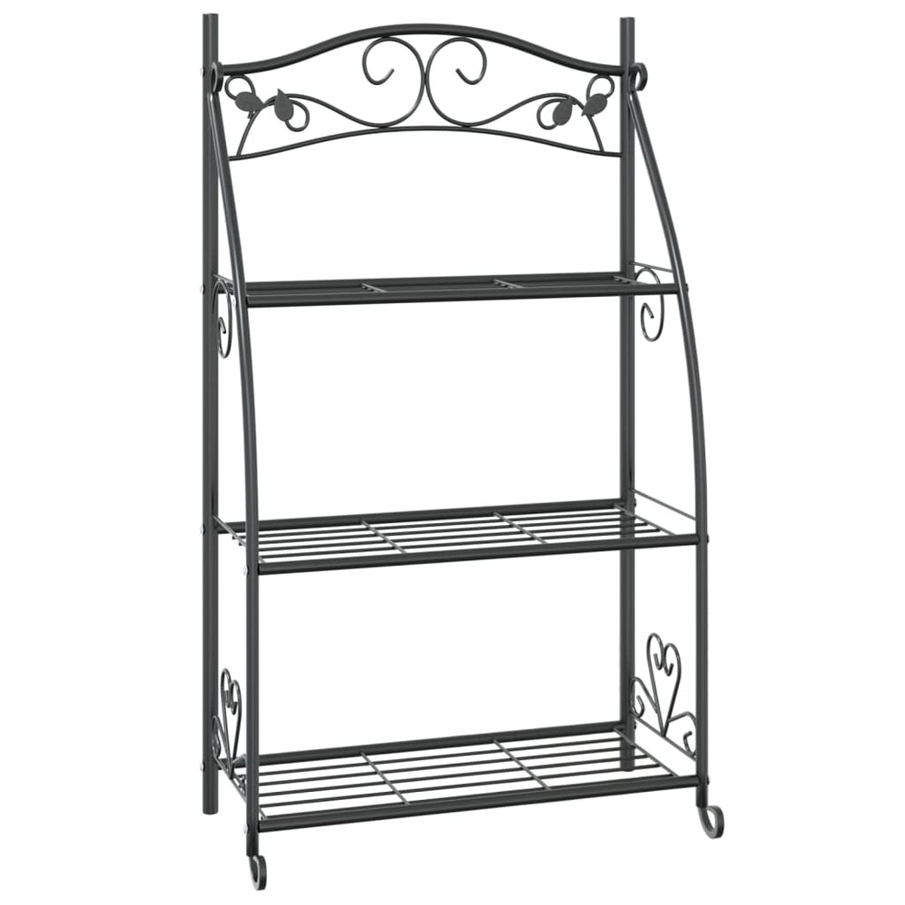 Schwarzes Blumenregal aus Stahl, 56x30x96 cm