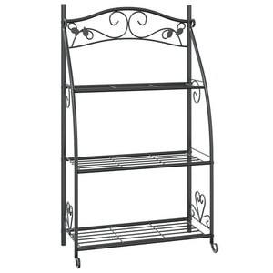 Schwarzes Blumenregal aus Stahl, 56x30x96 cm