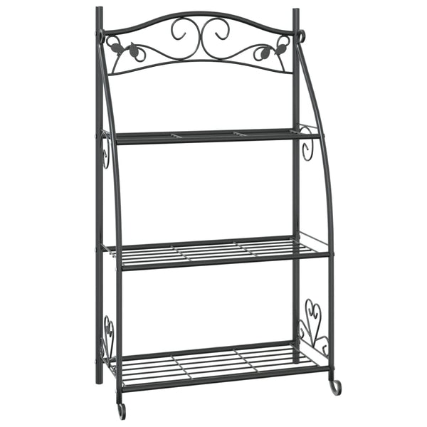 Schwarzes Blumenregal aus Stahl, 56x30x96 cm