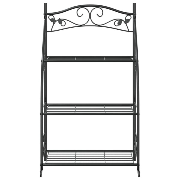 Schwarzes Blumenregal aus Stahl, 56x30x96 cm