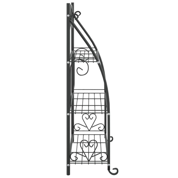 Schwarzes Blumenregal aus Stahl, 56x30x96 cm