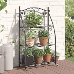 Schwarzes Blumenregal aus Stahl, 56x30x96 cm