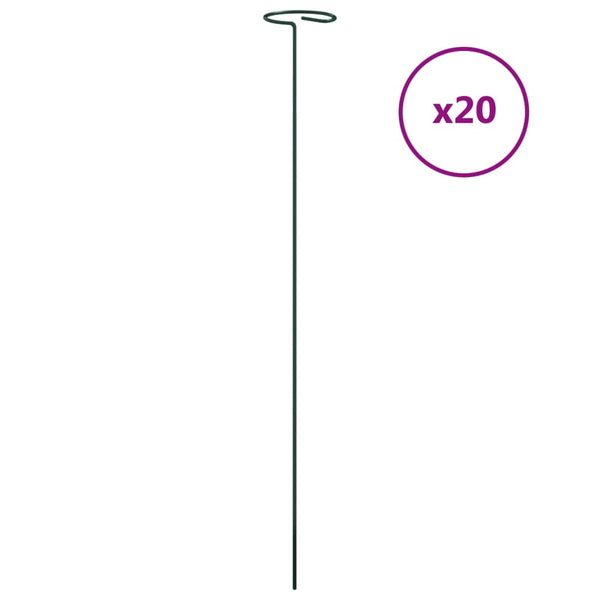 vidaXL Supports de plantes 20 pcs Vert foncé 61 cm Acier