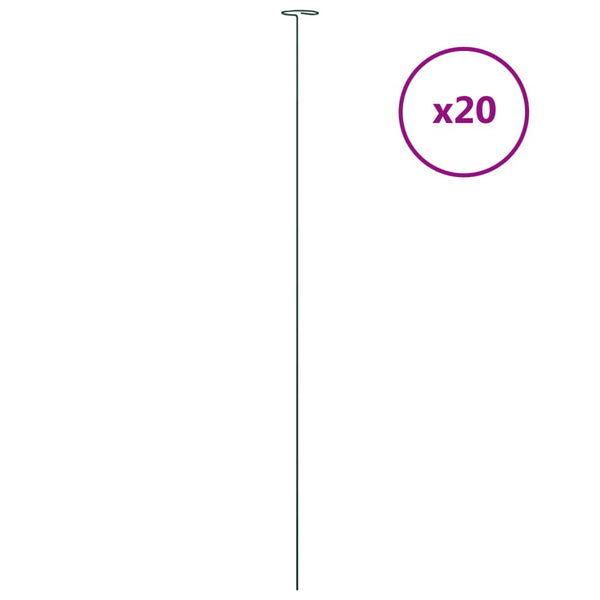 vidaXL Tuteurs de plantes 20 pcs Vert foncé 91 cm Acier