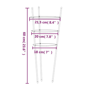 Pflanzenstützen mit Ringen, 60cm, 5er-Set