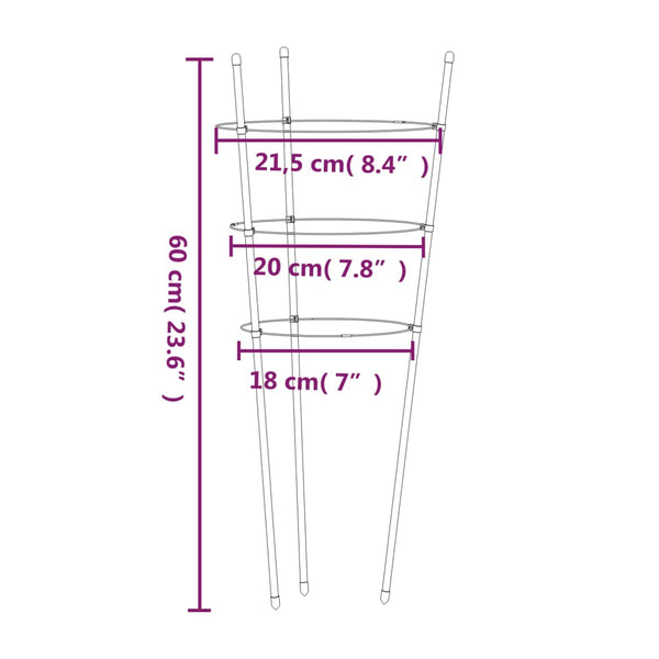 Pflanzenstützen mit Ringen, 60cm, 5er-Set