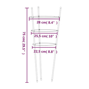 Pflanzenstütze mit Ringen, 75cm, 5er Set