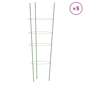 vidaXL Supports à plantes avec 4 anneaux 5 pcs Vert 90 cm Acier