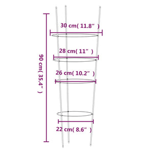 vidaXL Supports à plantes avec 4 anneaux 5 pcs Vert 90 cm Acier