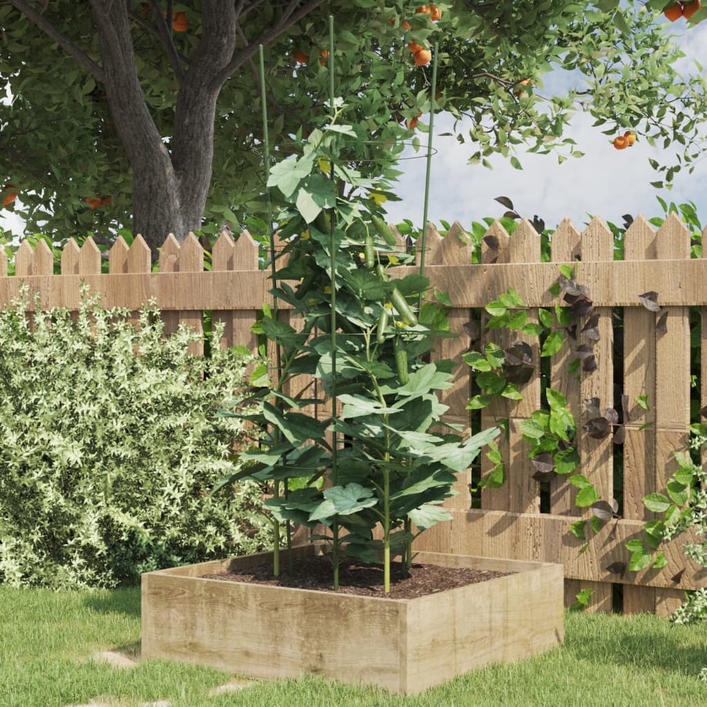 vidaXL Supports à plantes avec 4 anneaux 5 pcs Vert 90 cm Acier