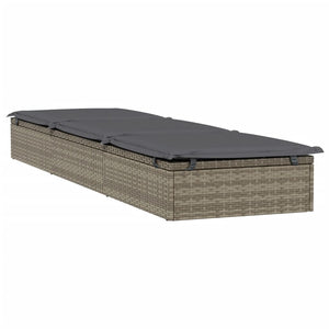 Sonnenliege mit Auflage Grau Poly Rattan