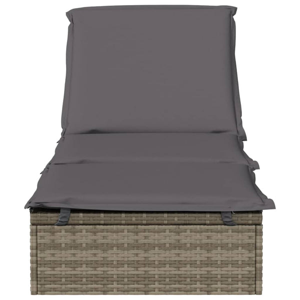 Sonnenliege mit Auflage Grau Poly Rattan