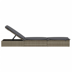 Sonnenliege mit Auflage Grau Poly Rattan