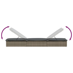 Sonnenliege mit Auflage Grau Poly Rattan