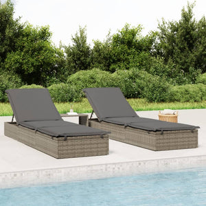 Sonnenliege mit Auflage Grau Poly Rattan