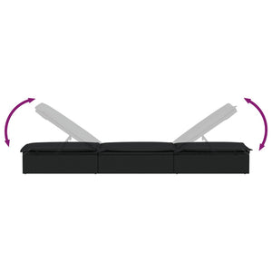 Schwarze Poly Rattan Sonnenliege mit Auflage