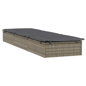 Graue Poly Rattan Sonnenliege mit Tisch