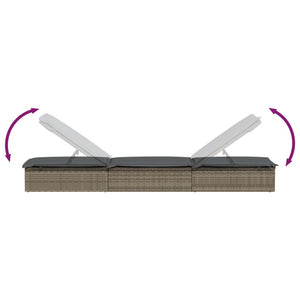 Graue Poly Rattan Sonnenliege mit Tisch