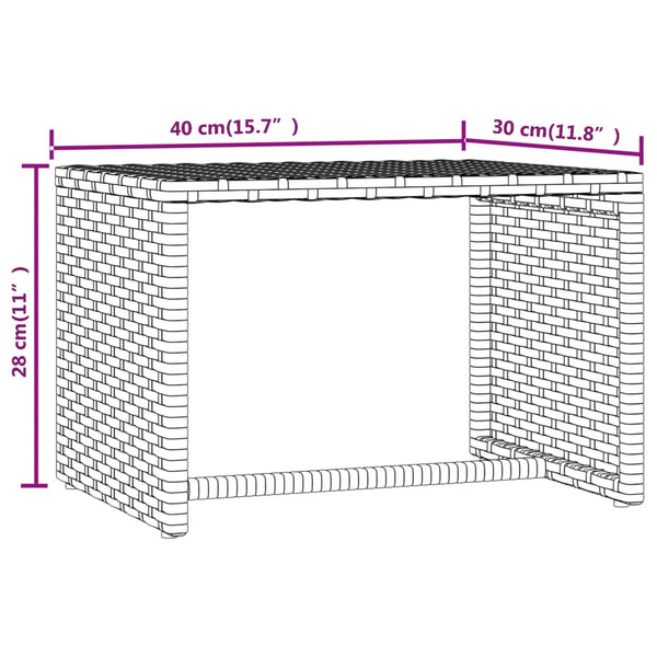 Graue Poly Rattan Sonnenliege mit Tisch