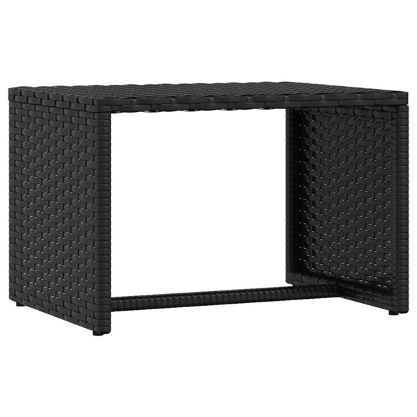 Schwarze Poly Rattan Sonnenliege mit Tisch