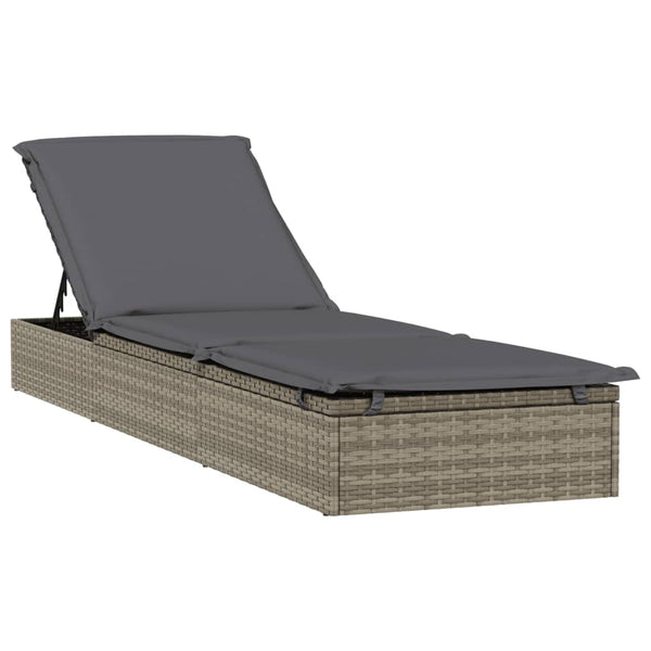 Poly Rattan Sonnenliegen 2er Set mit Tisch Grau