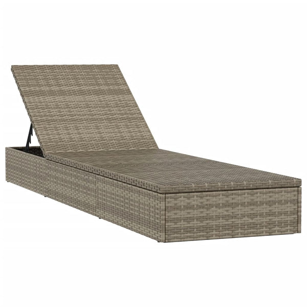 Poly Rattan Sonnenliegen 2er Set mit Tisch Grau
