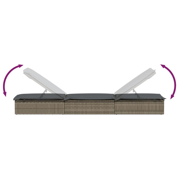 Poly Rattan Sonnenliegen 2er Set mit Tisch Grau