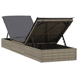 Poly Rattan Sonnenliegen 2er Set mit Tisch Grau