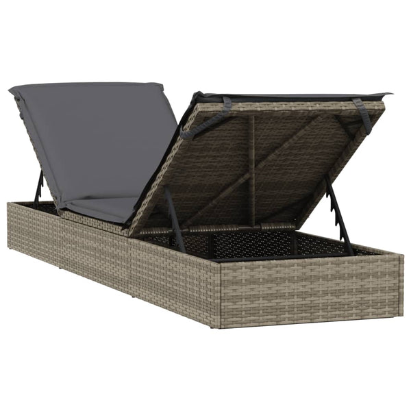 Poly Rattan Sonnenliegen 2er Set mit Tisch Grau
