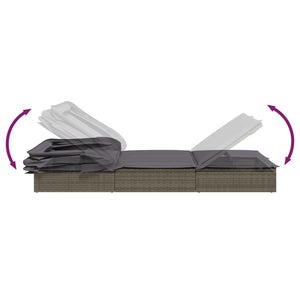 Graue Poly Rattan Sonnenliege mit Faltdach