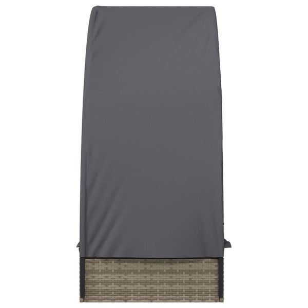 Graue Poly Rattan Sonnenliege mit Dach