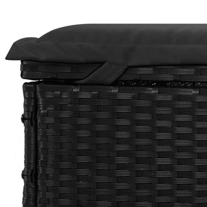 Doppel Sonnenliege mit Auflage, Poly Rattan Schwarz