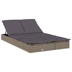2-Personen Sonnenliege mit Dach Grau