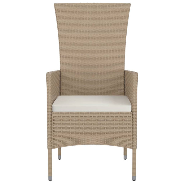 Gartenstühle mit Kissen 2 Stk. Poly Rattan Beige