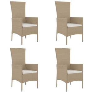 Gartenstühle mit Kissen 4 Stk. Poly Rattan Beige
